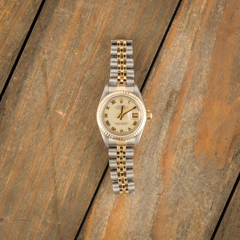 Datejust Ladies Rolex 69173 Ivory Pyramid Dial