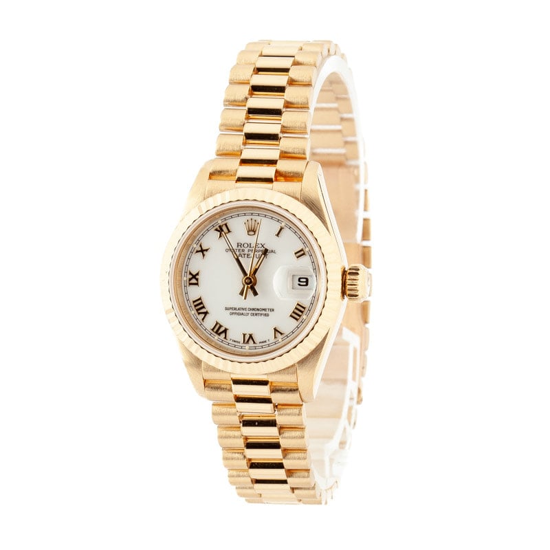 Lady Rolex Datejust 69178 White Roman Dial