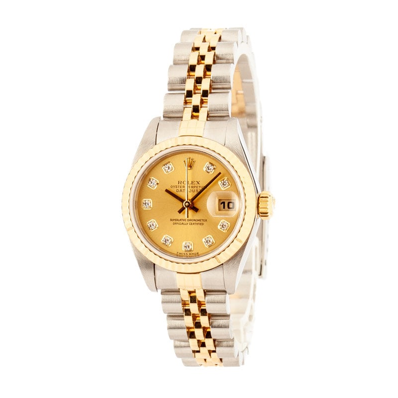 Lady Rolex Datejust 79173 Champagne Diamond Dial