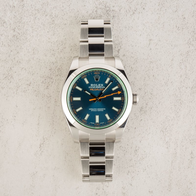 Rolex milgauss deals blue used