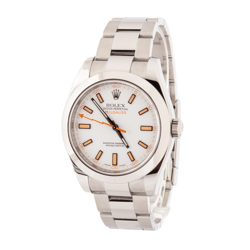 Rolex Milgauss 116400 White Chromalight Dial