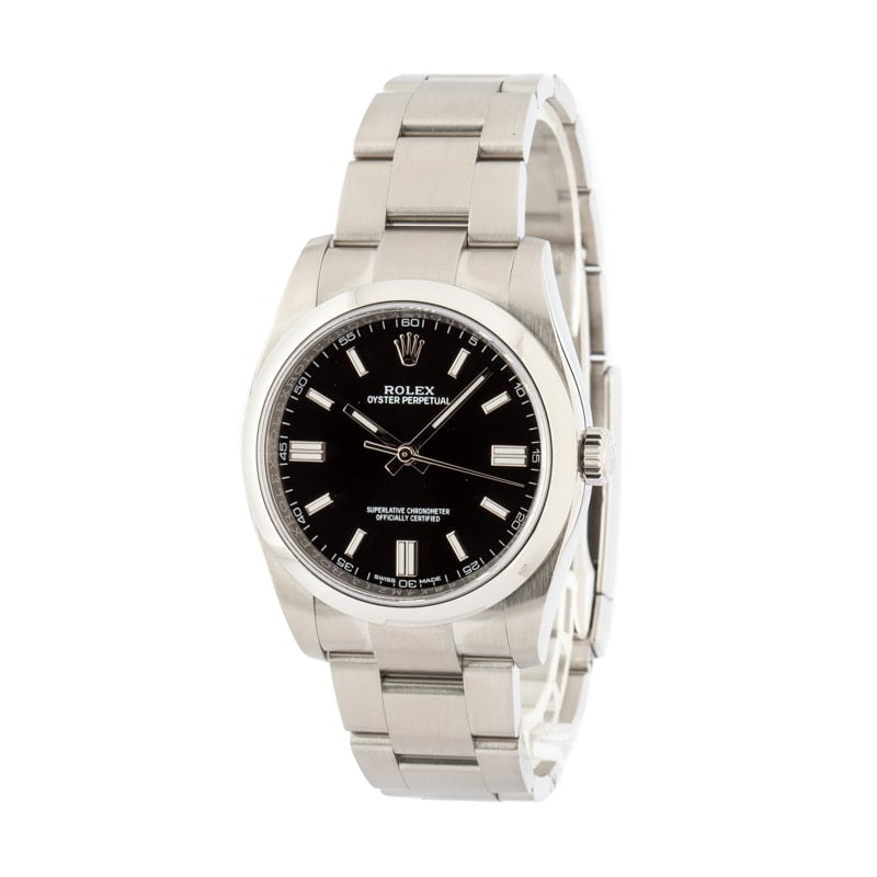 Pre-Owned Rolex Oyster Perpetual 116000 Black Dial Watch