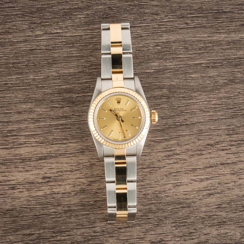 Ladies Rolex Oyster Perpetual 67193 Champagne Dial