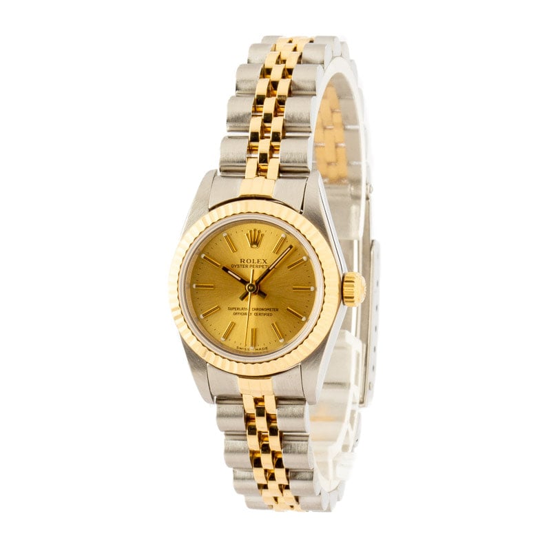 Ladies Rolex Oyster Perpetual 76193 Champagne Dial