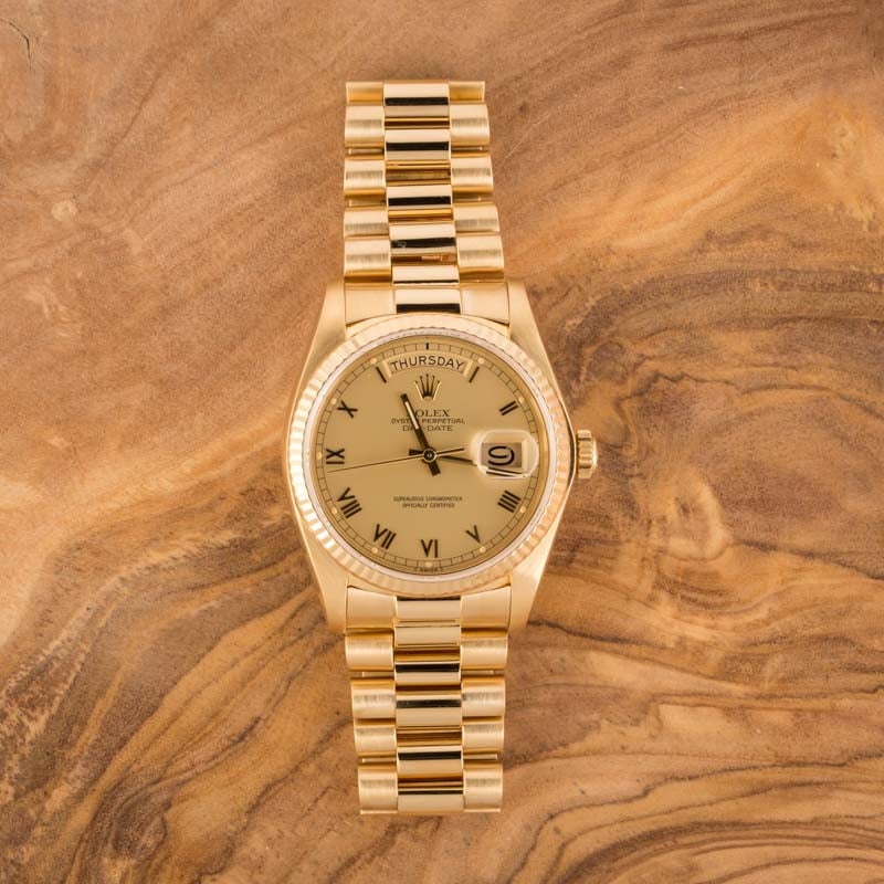 Pre-Owned Rolex President 18038 Roman Dial