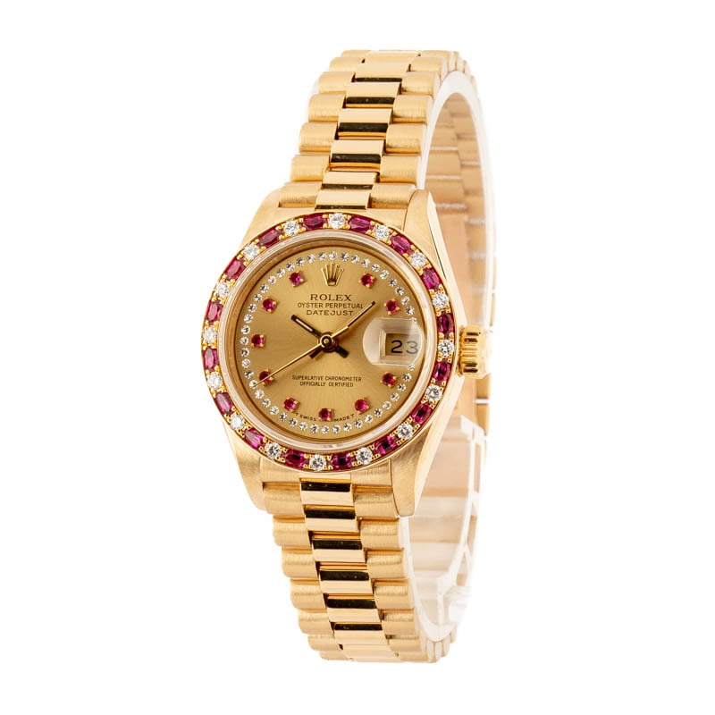 Pre-Owned Rolex President 69198 Rubies & Diamonds