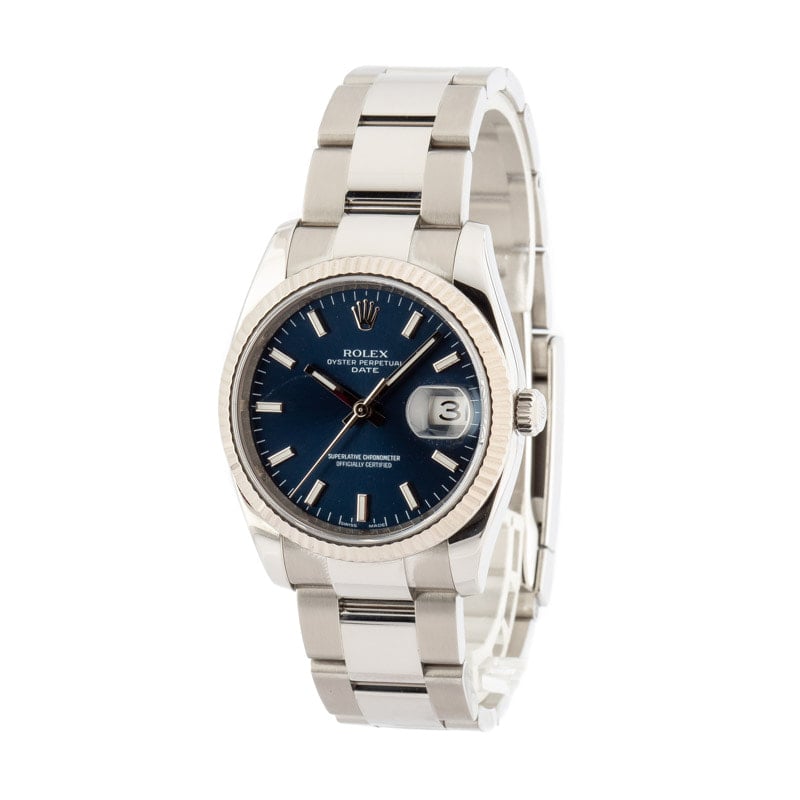 Rolex Date 115234 Blue Index Dial