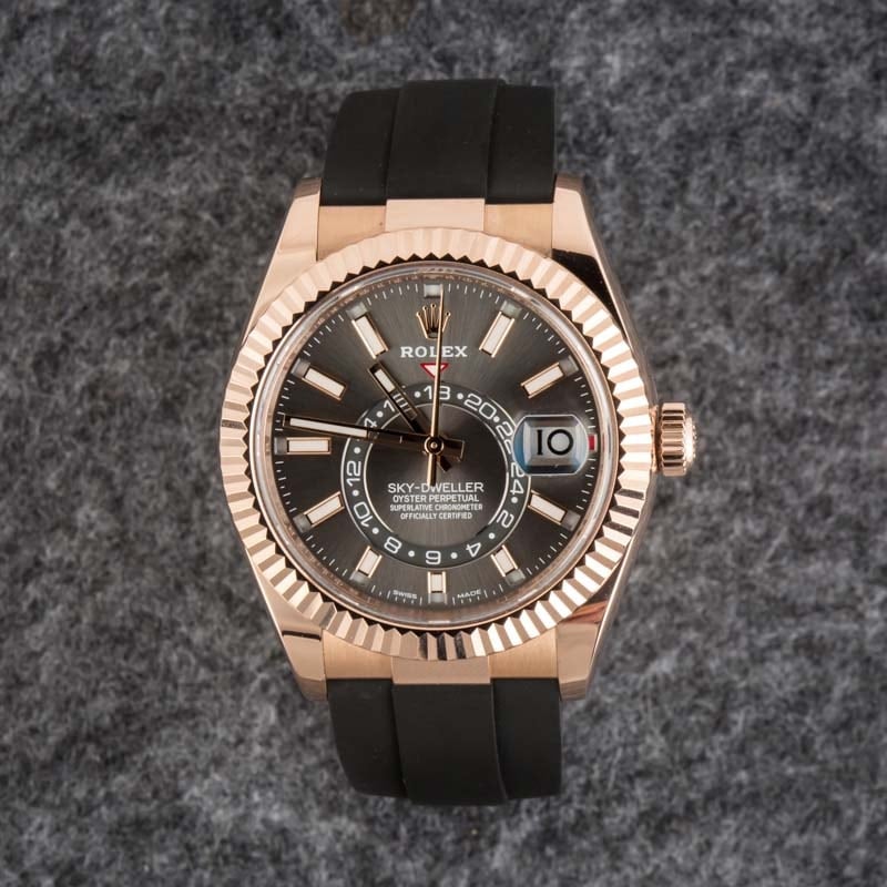 Rolex Sky-Dweller 326235 18k Everose Gold on Oysterflex Strap