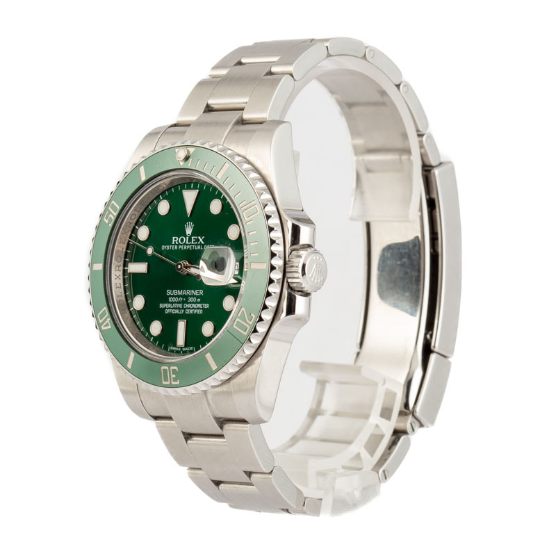 Rolex Submariner Men's Stainless Steel Green Dial Watch 116610 LV Hulk