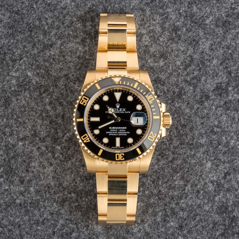 Rolex Submariner 116618 18k Yellow Gold Black Dial