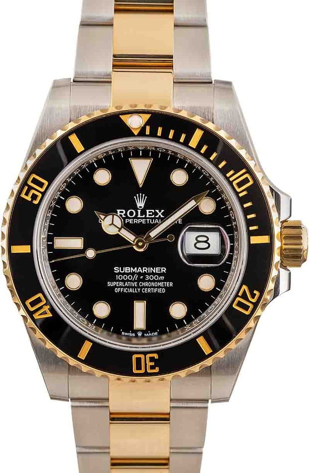 2022 Rolex Submariner Date 41mm Ceramic Two-Tone Gold Black Watch 1266