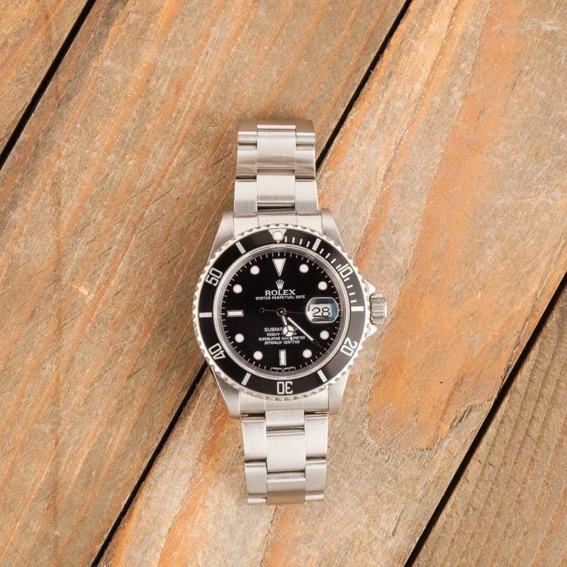 Used Rolex Submariner ref 16610 Black Dial