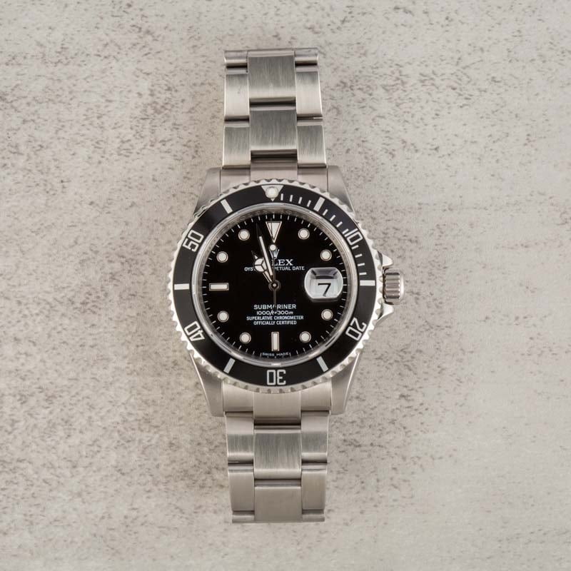 Rolex Submariner Black 16610T No Holes