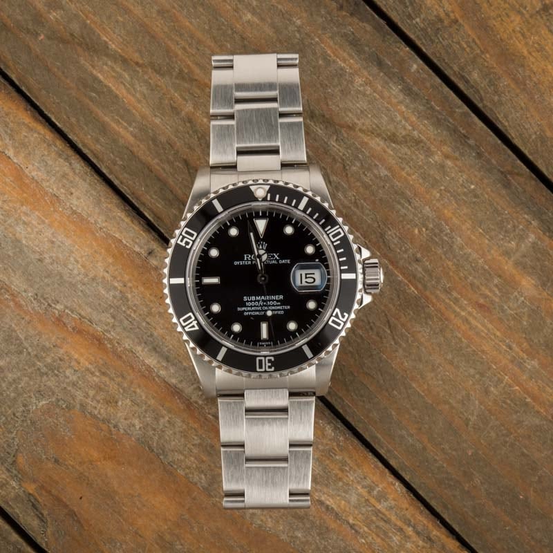 Pre-Owned Rolex Submariner 16610 Black Dial