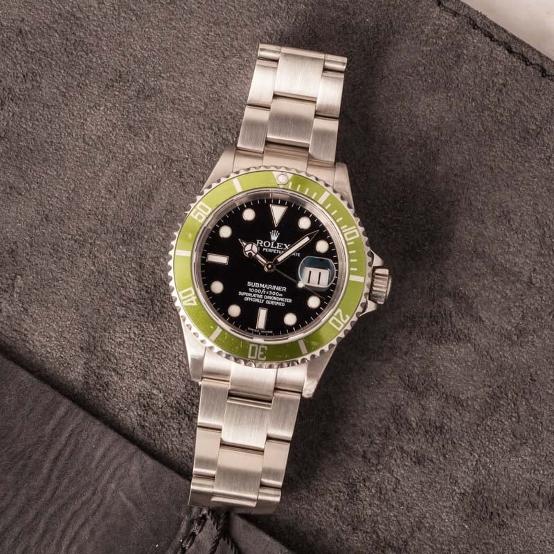Used Rolex Submariner Kermit 16610lv Stainless Steel blkdial