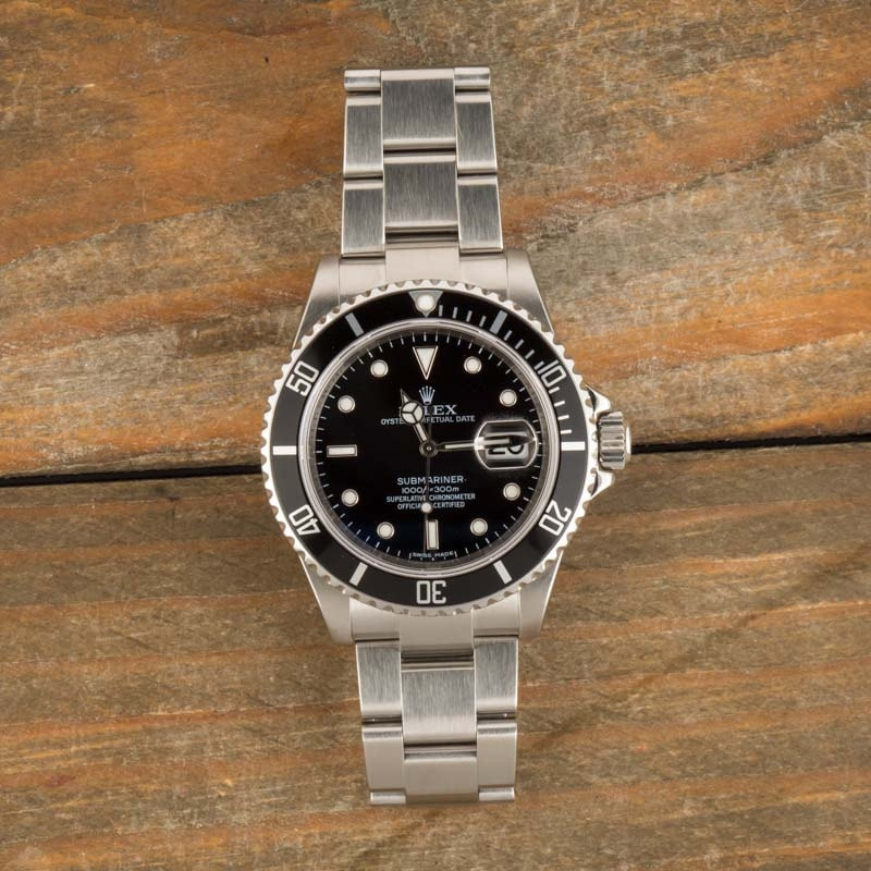 Rolex Submariner Black 16610 Stainless Steel Watch, Used, Mens | Bob's Watches