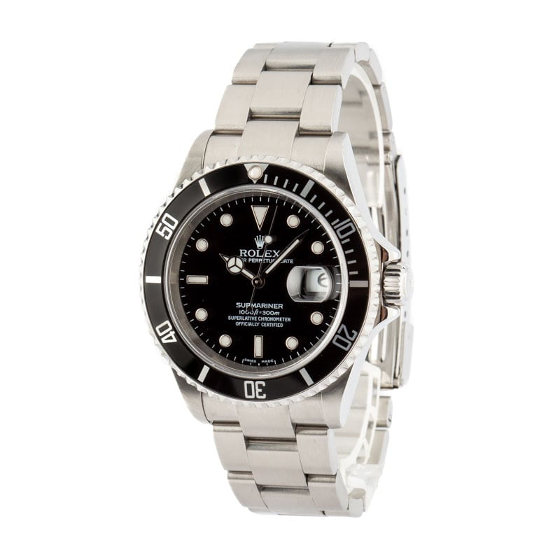 Rolex Submariner Black 16610T No Holes