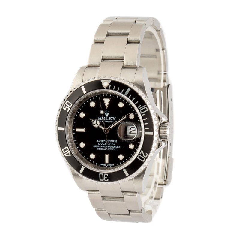 Rolex Submariner Black 16610 Stainless Steel Watch, Used, Mens | Bob's Watches