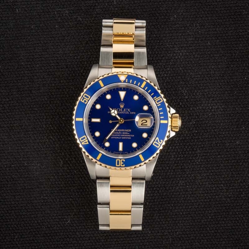 Pre Owned Rolex Submariner 16613 Blue Dial