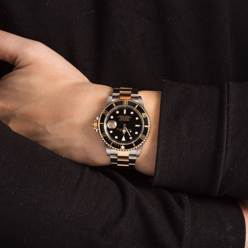 Two Tone Rolex Submariner Black 16613