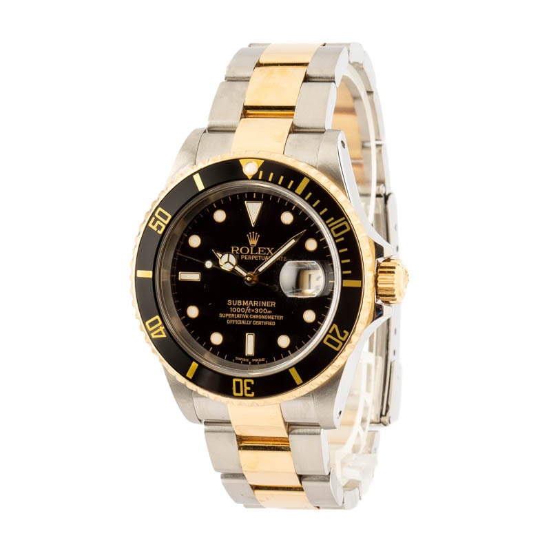 Two Tone Rolex Submariner Black 16613