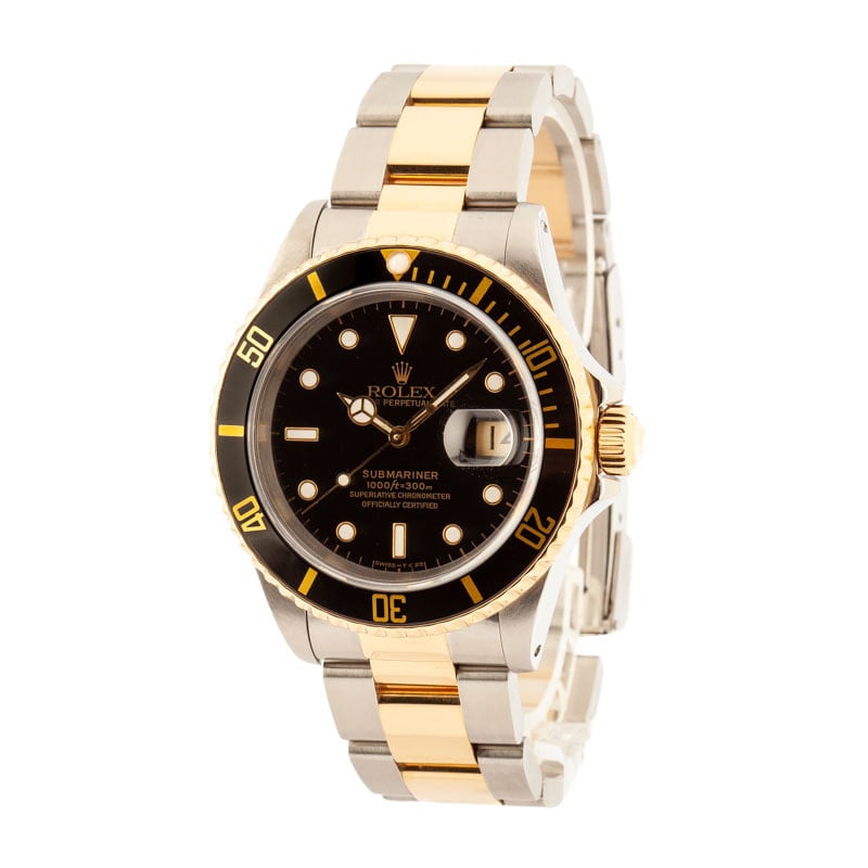 Two Tone Rolex Submariner Black 16613