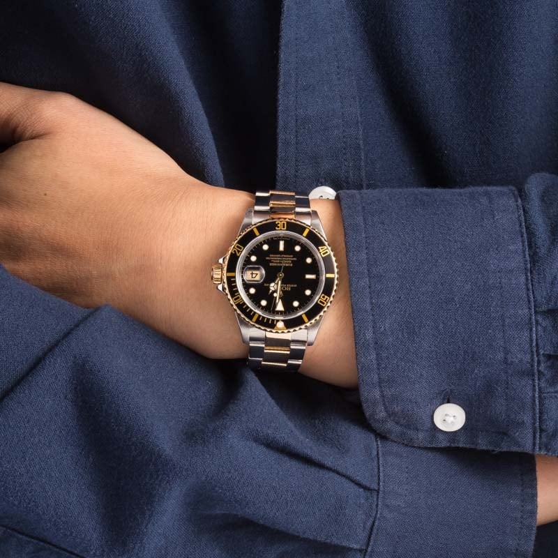 Two Tone Rolex Submariner Black 16613