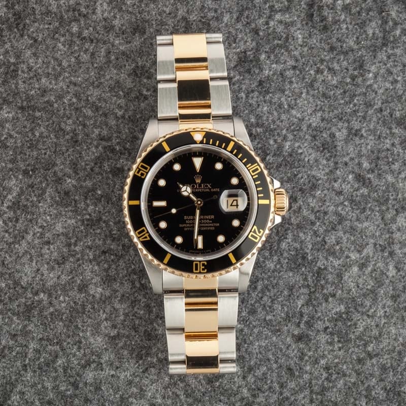 Two Tone Rolex Submariner Black 16613