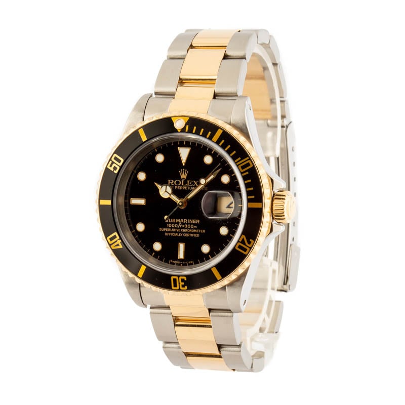 Two Tone Rolex Submariner Black 16613