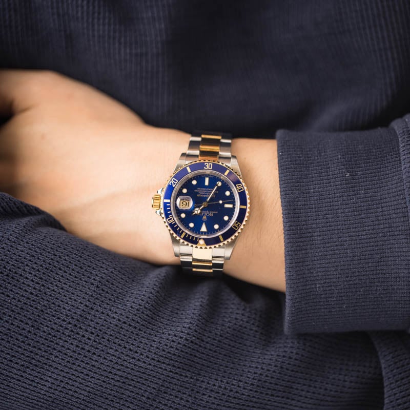 Rolex Two-Tone Submariner 16613 Blue Bezel