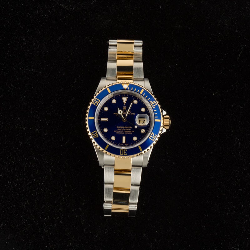 Mens Rolex Submariner 16613 Blue Dial