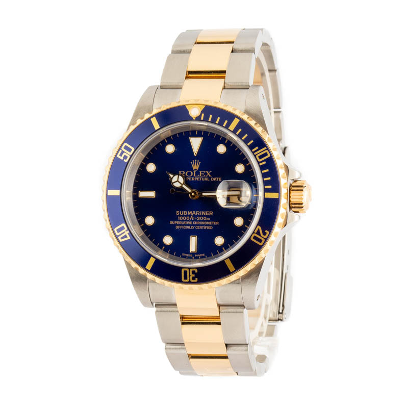 Mens Rolex Submariner 16613 Blue Two Tone