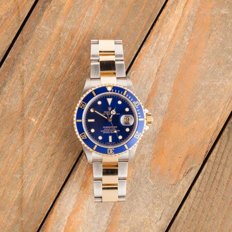 Mens Rolex Submariner 16613 Blue Dial