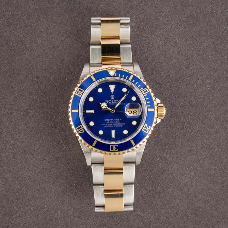 Mens Rolex Submariner 16613 Two Tone Blue