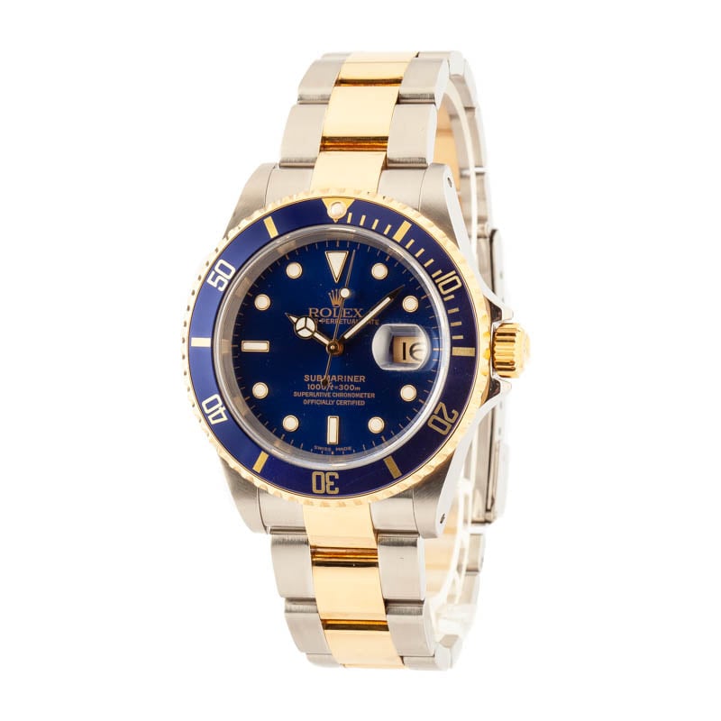 Rolex Two-Tone Submariner 16613 Blue Bezel