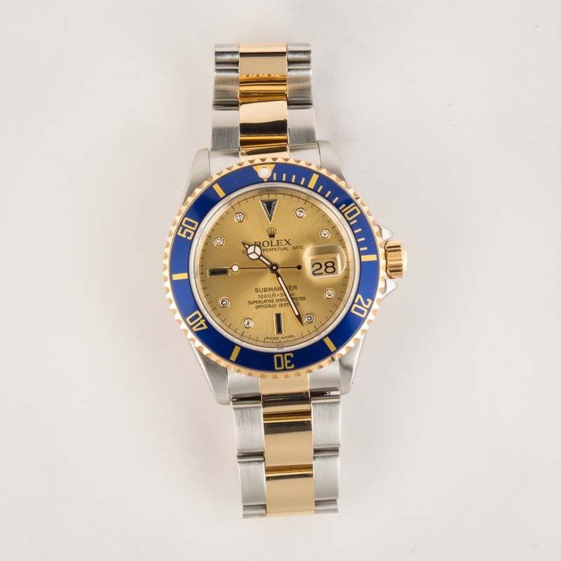 Rolex Submariner 16613 Champagne Serti Dial