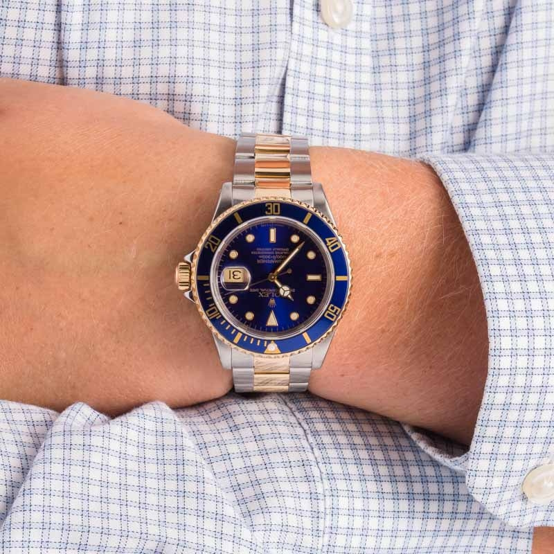 Mens Rolex Submariner 16613 Blue Dial