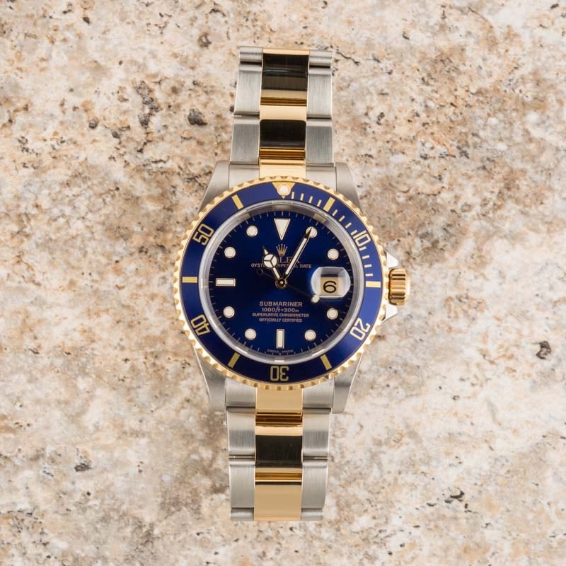 Mens Rolex Submariner 16613 Blue Two Tone