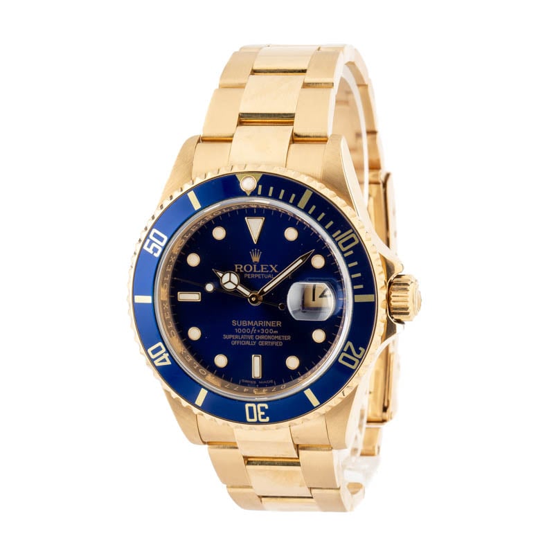 Used Rolex Submariner ref 16618 18k Yellow Gold