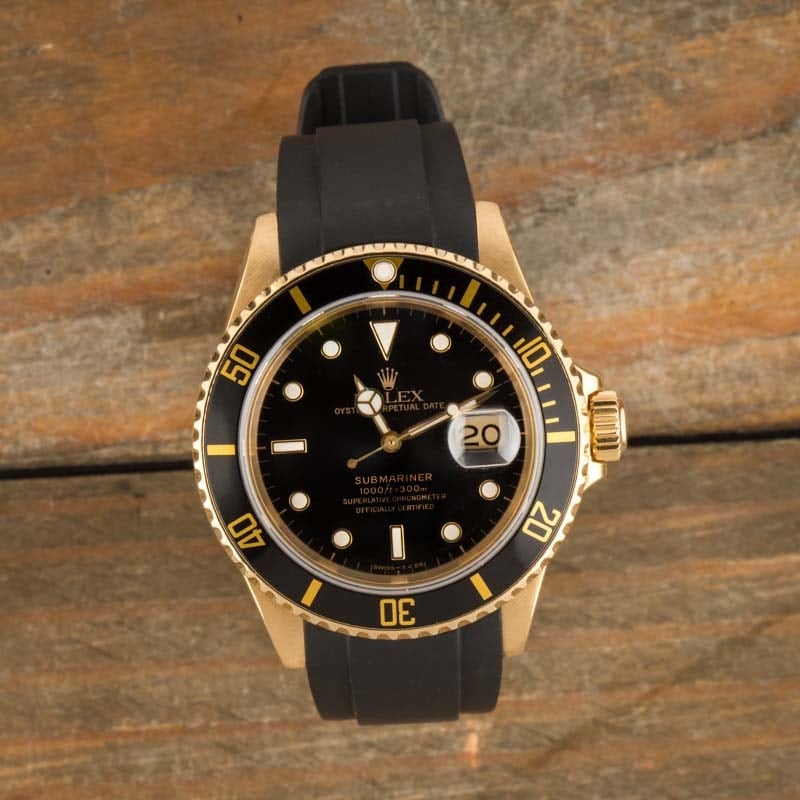 Pre-Owned Rolex Submariner 16618 Black Dial