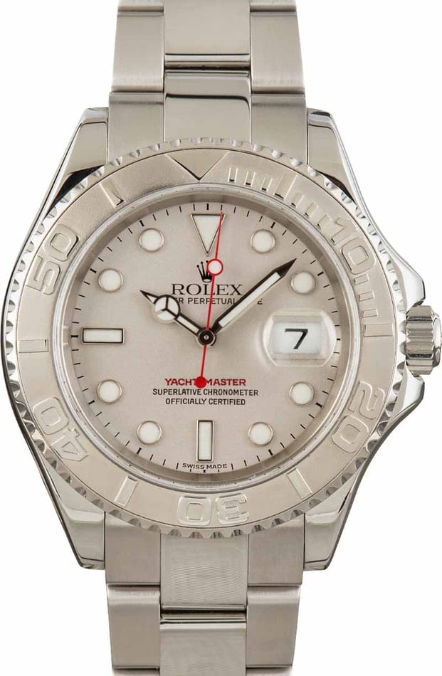 Rolex Yachtmaster 40 Steel Platinum Dial Bezel Mens Watch 16622