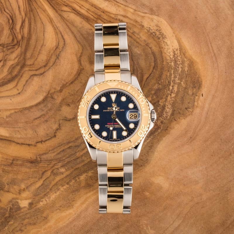 Rolex Yacht-Master 35 168623 Gold & Stainless Steel Watch (Blue)