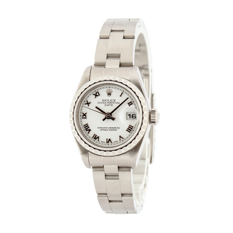 Ladies Rolex Date Ref 79240 White Dial