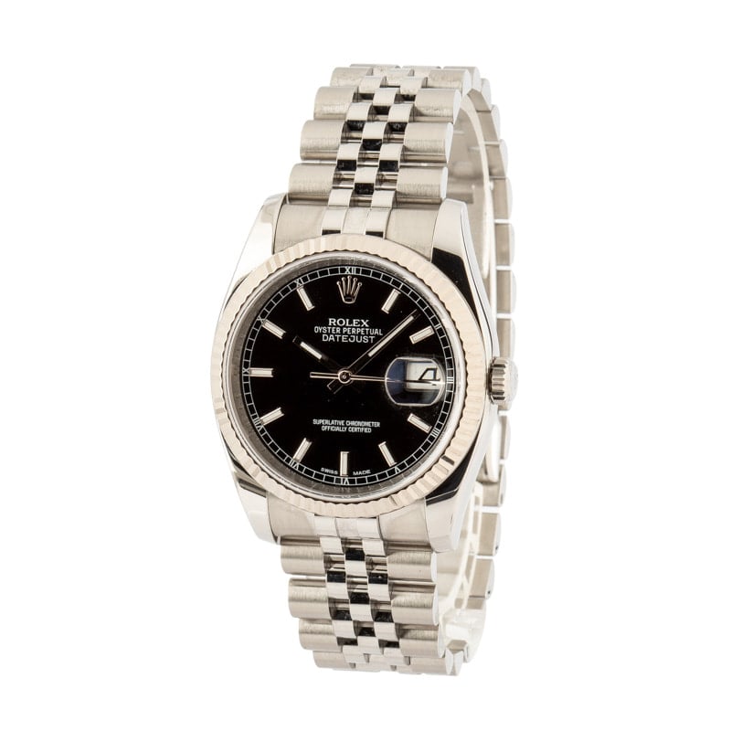 Pre-owned Rolex Datejust 116234 Black Index Dial