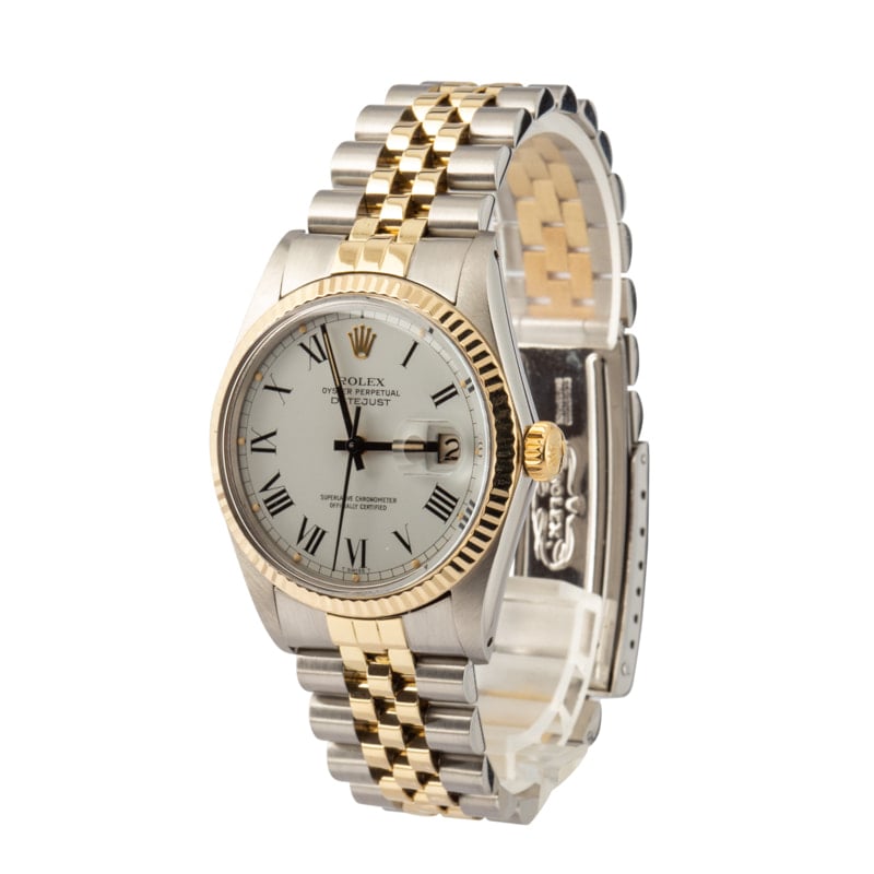 Pre-owned Rolex Datejust 16013 White Buckley Dial