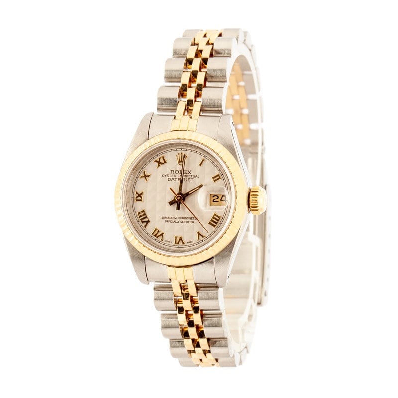 Ladies Rolex Datejust 69173 Ivory Pyramid Dial