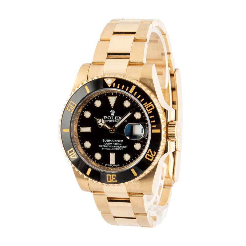 Rolex Submariner 116618 18k Yellow Gold Black Dial