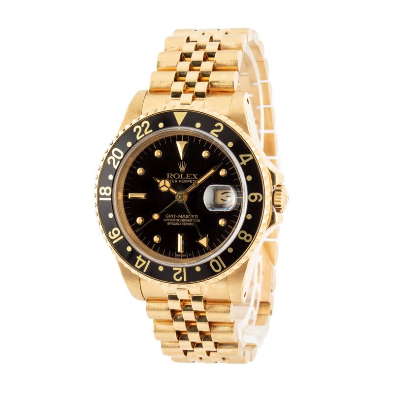 Vintage Rolex GMT-Master ref 16758 18k Yellow Gold