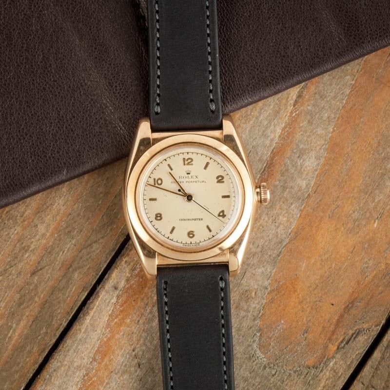 Vintage Rolex Oyster Perpetual 3131 Rose Gold Bubbleback