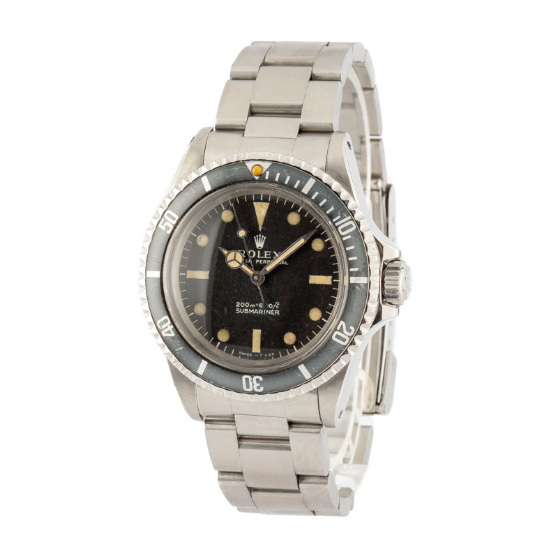 Vintage Rolex Submariner 5513 Stainless Steel Black Dial